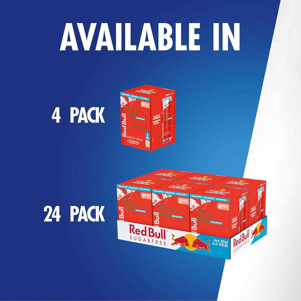 Red Bull Red Edition Sugar Free Energy Drink, Watermelon,12 Fl Oz, Pack of 24 Cans