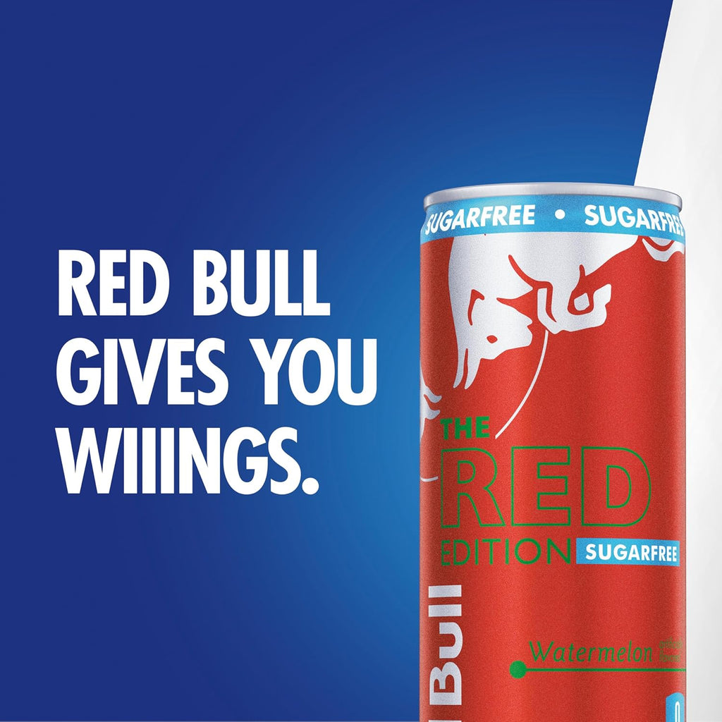 Red Bull Red Edition Sugar Free Energy Drink, Watermelon,12 Fl Oz, Pack of 24 Cans