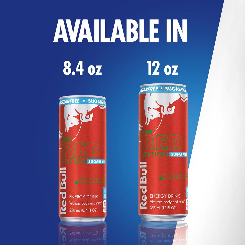 Red Bull Red Edition Sugar Free Energy Drink, Watermelon,12 Fl Oz, Pack of 24 Cans